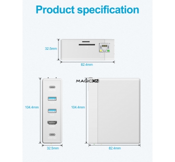 Multi-functional 65W GaN Technology extended docking with RJ-45 and hub