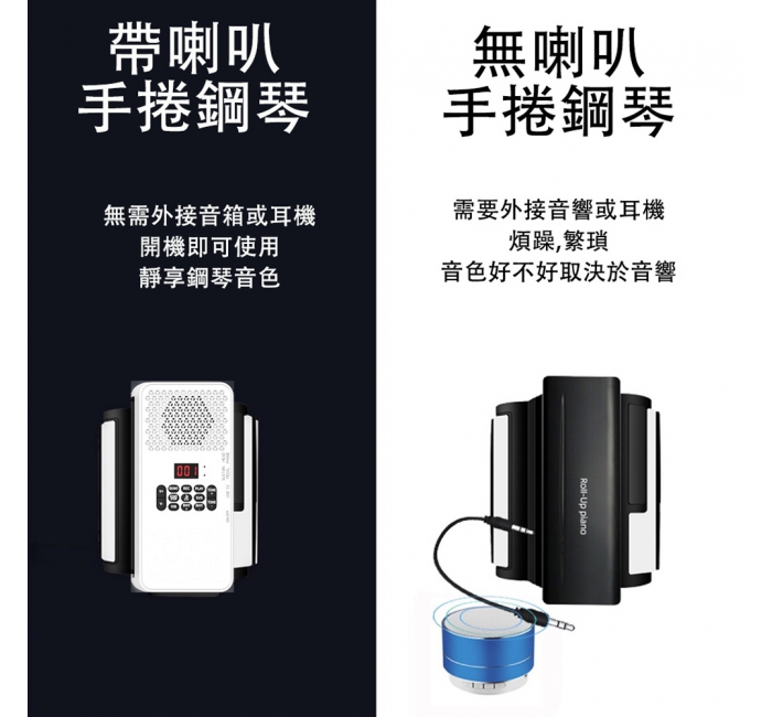 Roll Up 手捲鋼琴 新升級單層薄膜技術 88键加厚琴鍵